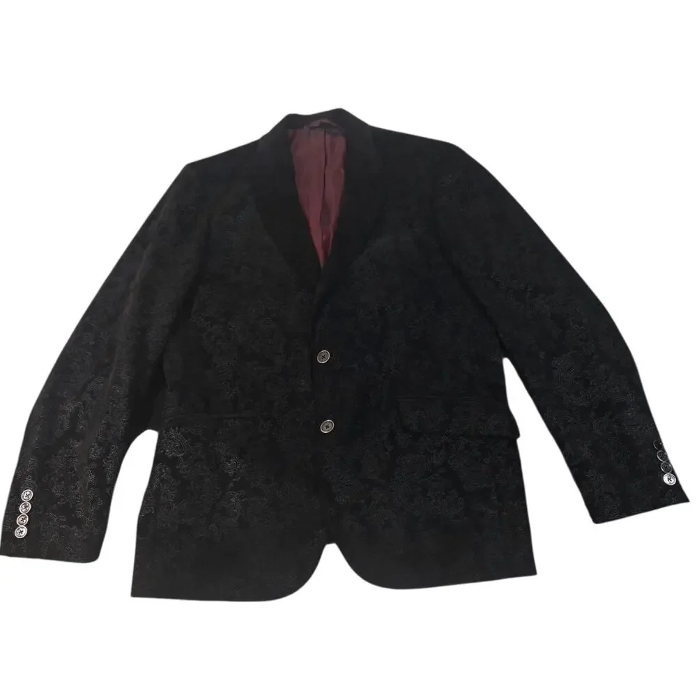Robert Graham Blazer Mens Black Jaquard Paisley 2-Button Sport Coat Size 40